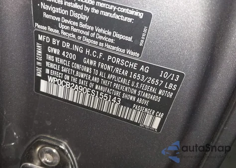 2014 Porsche 911 Carrera S from USA, damaged, VIN WP0CB2A90ES155143